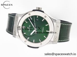 Classic Fusion 42mm SS JJF 1:1 Best Edition Green Dial on Green Gummy Leather Strap - Image 7