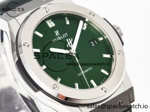 Classic Fusion 42mm SS JJF 1:1 Best Edition Green Dial on Green Gummy Leather Strap - Image 3