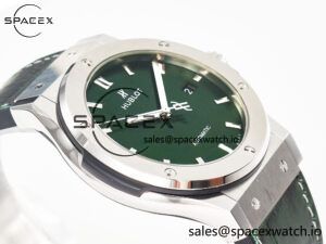 Classic Fusion 42mm SS JJF 1:1 Best Edition Green Dial on Green Gummy Leather Strap - Image 6