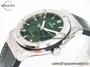 Classic Fusion 42mm SS JJF 1:1 Best Edition Green Dial on Green Gummy Leather Strap - Image 5