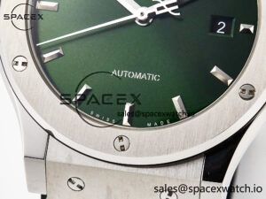 Classic Fusion 42mm SS JJF 1:1 Best Edition Green Dial on Green Gummy Leather Strap - Image 12