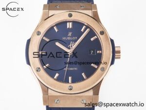 Classic Fusion 42mm RG JJF 1:1 Best Edition Blue Dial on Blue Gummy Leather Strap - Image 2