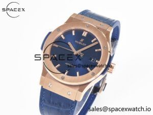 Classic Fusion 42mm RG JJF 1:1 Best Edition Blue Dial on Blue Gummy Leather Strap - Image 4