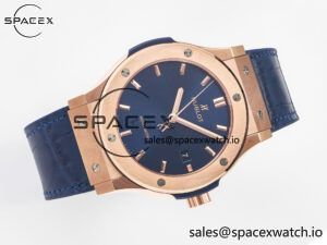 Classic Fusion 42mm RG JJF 1:1 Best Edition Blue Dial on Blue Gummy Leather Strap - Image 8