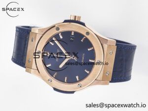 Classic Fusion 42mm RG JJF 1:1 Best Edition Blue Dial on Blue Gummy Leather Strap - Image 7