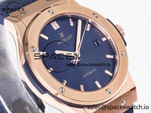 Classic Fusion 42mm RG JJF 1:1 Best Edition Blue Dial on Blue Gummy Leather Strap - Image 3