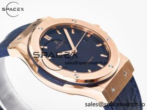 Classic Fusion 42mm RG JJF 1:1 Best Edition Blue Dial on Blue Gummy Leather Strap - Image 6