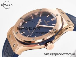 Classic Fusion 42mm RG JJF 1:1 Best Edition Blue Dial on Blue Gummy Leather Strap - Image 5