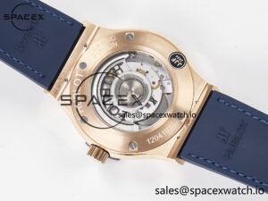 Classic Fusion 42mm RG JJF 1:1 Best Edition Blue Dial on Blue Gummy Leather Strap - Image 16