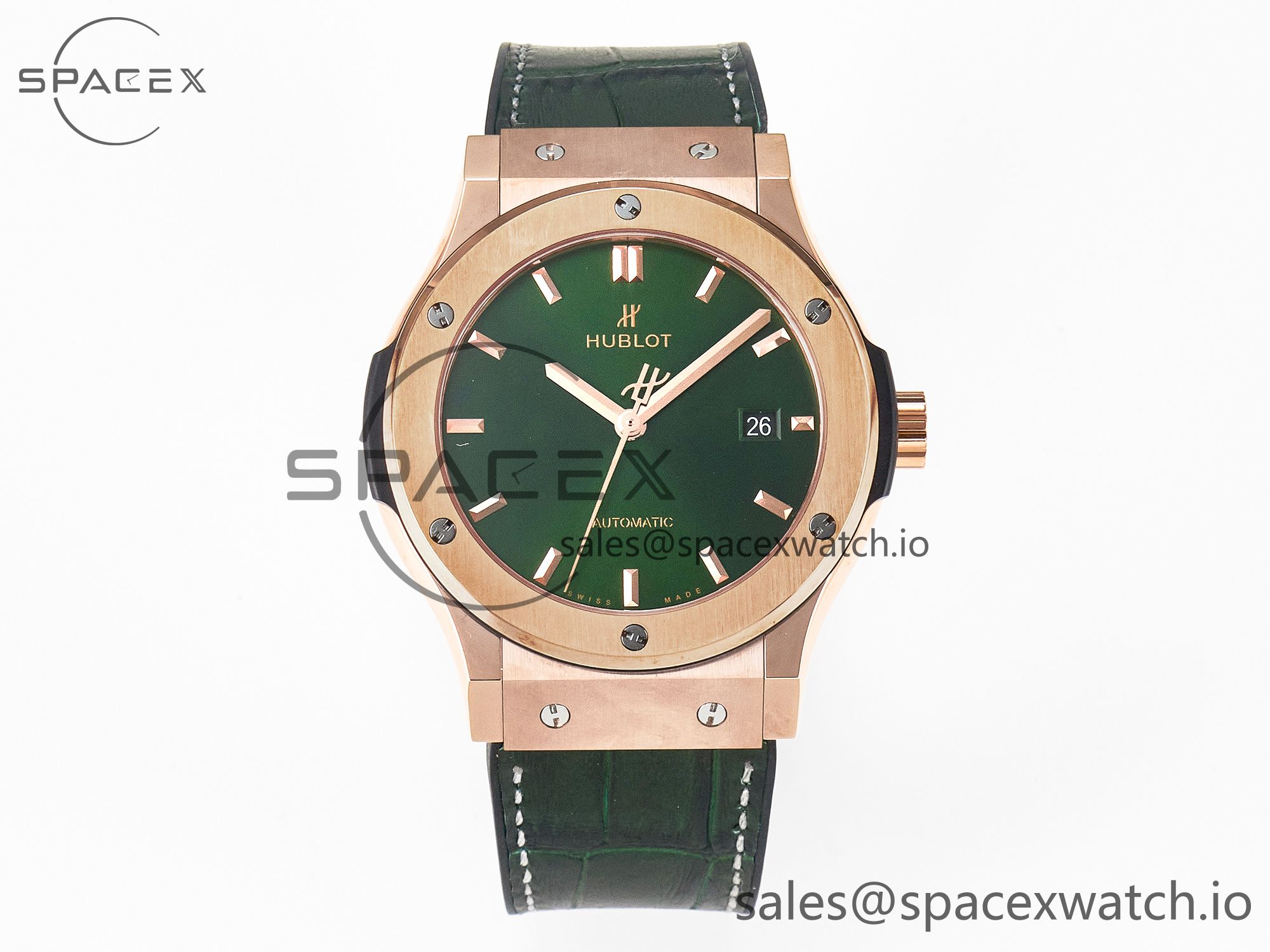 IMG_9233 拷贝 Classic Fusion 42mm RG JJF 1:1 Best Edition Green Dial on Green Gummy Leather Strap - Image 1