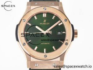 Classic Fusion 42mm RG JJF 1:1 Best Edition Green Dial on Green Gummy Leather Strap - Image 2