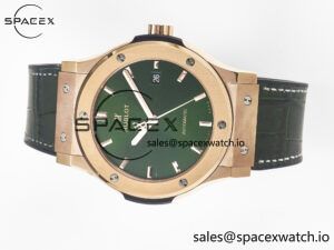 Classic Fusion 42mm RG JJF 1:1 Best Edition Green Dial on Green Gummy Leather Strap - Image 7