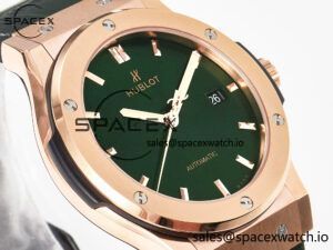 Classic Fusion 42mm RG JJF 1:1 Best Edition Green Dial on Green Gummy Leather Strap - Image 3