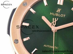 Classic Fusion 42mm RG JJF 1:1 Best Edition Green Dial on Green Gummy Leather Strap - Image 11