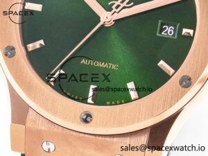 Classic Fusion 42mm RG JJF 1:1 Best Edition Green Dial on Green Gummy Leather Strap - Image 12