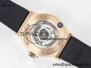 Classic Fusion 42mm RG JJF 1:1 Best Edition White Dial on Black Gummy Leather Strap - Image 16