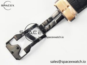 Classic Fusion 42mm RG JJF 1:1 Best Edition Black Dial on Black Gummy Leather Strap - Image 25