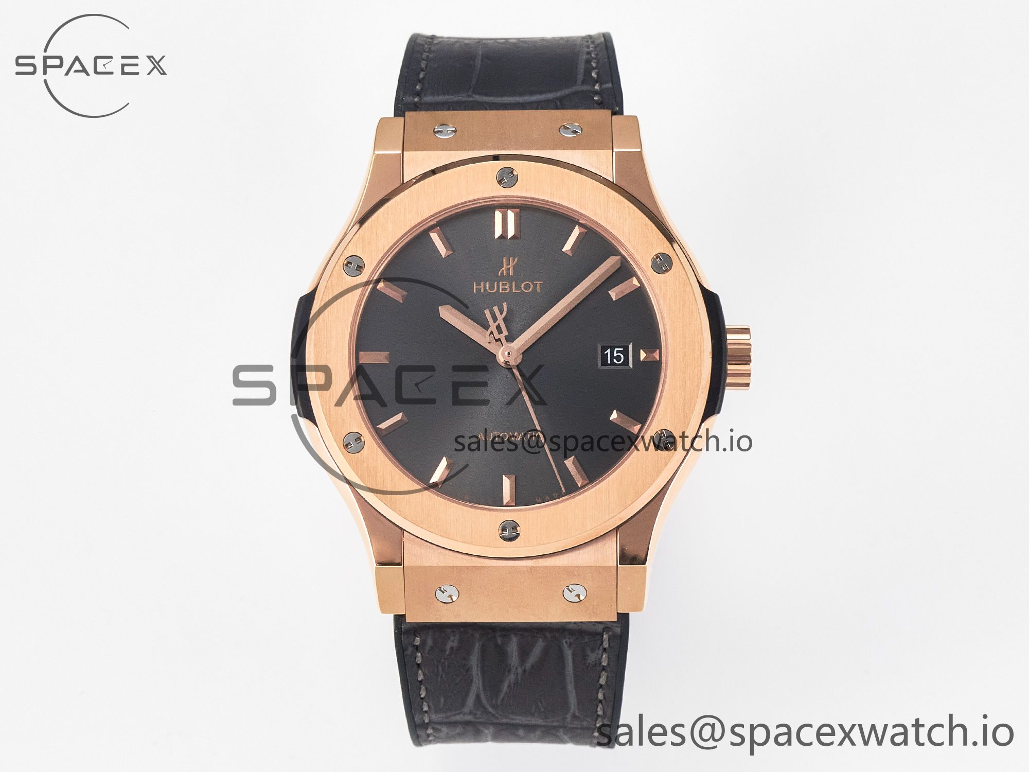 IMG_9305 拷贝 Classic Fusion 42mm RG JJF 1:1 Best Edition Gray Dial on Black Gummy Leather Strap - Image 1
