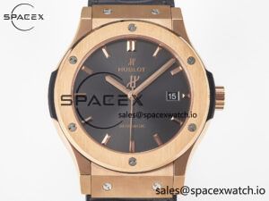 Classic Fusion 42mm RG JJF 1:1 Best Edition Gray Dial on Black Gummy Leather Strap - Image 2