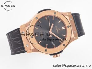 Classic Fusion 42mm RG JJF 1:1 Best Edition Gray Dial on Black Gummy Leather Strap - Image 8