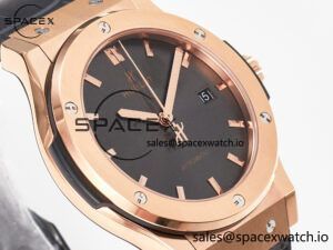 Classic Fusion 42mm RG JJF 1:1 Best Edition Gray Dial on Black Gummy Leather Strap - Image 3