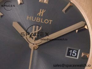Classic Fusion 42mm RG JJF 1:1 Best Edition Gray Dial on Black Gummy Leather Strap - Image 9