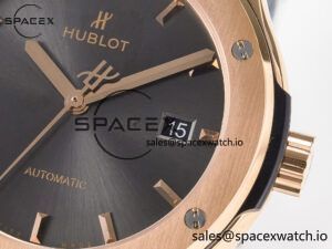 Classic Fusion 42mm RG JJF 1:1 Best Edition Gray Dial on Black Gummy Leather Strap - Image 10