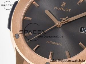 Classic Fusion 42mm RG JJF 1:1 Best Edition Gray Dial on Black Gummy Leather Strap - Image 11