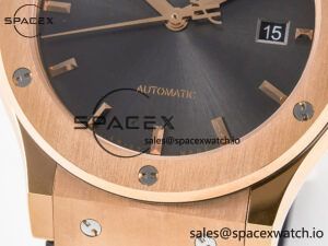 Classic Fusion 42mm RG JJF 1:1 Best Edition Gray Dial on Black Gummy Leather Strap - Image 12
