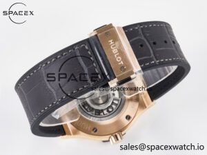 Classic Fusion 42mm RG JJF 1:1 Best Edition Gray Dial on Black Gummy Leather Strap - Image 15