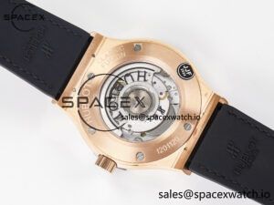 Classic Fusion 42mm RG JJF 1:1 Best Edition Gray Dial on Black Gummy Leather Strap - Image 16