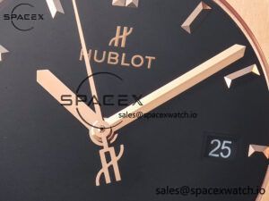 Classic Fusion 42mm RG JJF 1:1 Best Edition Black Dial on Black Gummy Leather Strap - Image 9