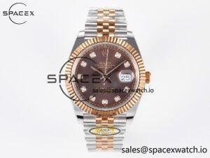 DateJust 41 126331 ARF 1:1 Best Edition 904L Steel Brown Diamonds Dial on SS/RG Jubilee Bracelet SH3235(Gain Weight)