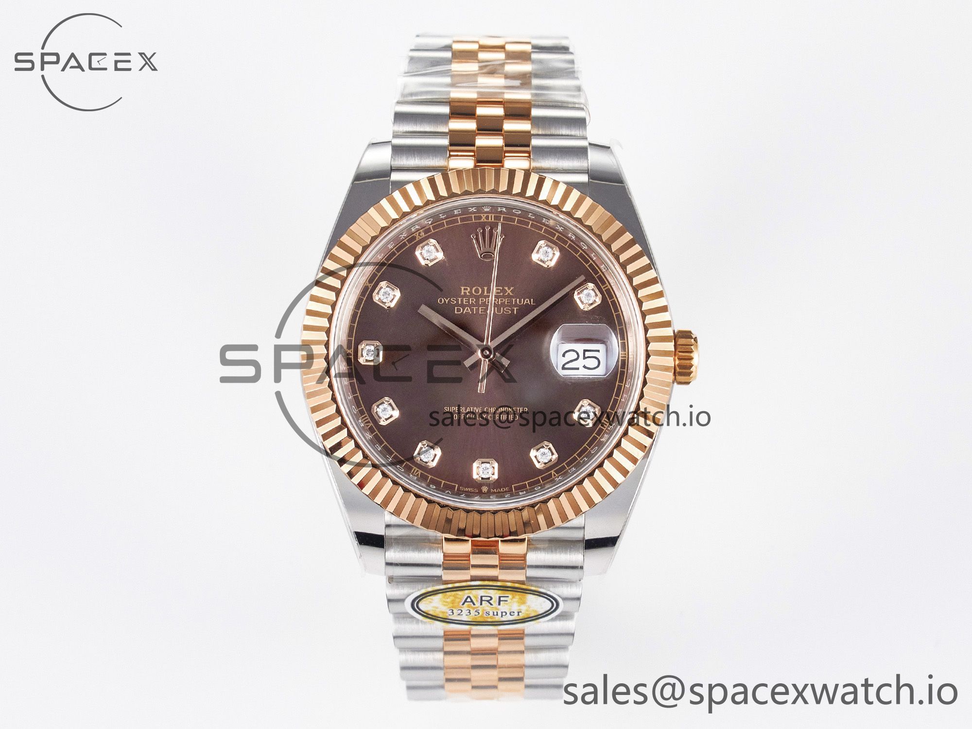 IMG_9531 拷贝 DateJust 41 126331 ARF 1:1 Best Edition 904L Steel Brown Diamonds Dial on SS/RG Jubilee Bracelet SH3235(Gain Weight) - Image 1