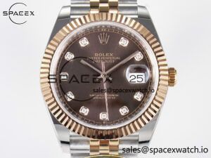 DateJust 41 126331 ARF 1:1 Best Edition 904L Steel Brown Diamonds Dial on SS/RG Jubilee Bracelet SH3235(Gain Weight) - Image 2