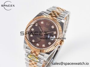 DateJust 41 126331 ARF 1:1 Best Edition 904L Steel Brown Diamonds Dial on SS/RG Jubilee Bracelet SH3235(Gain Weight) - Image 4