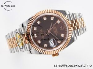 DateJust 41 126331 ARF 1:1 Best Edition 904L Steel Brown Diamonds Dial on SS/RG Jubilee Bracelet SH3235(Gain Weight) - Image 8