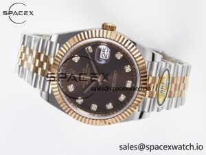 DateJust 41 126331 ARF 1:1 Best Edition 904L Steel Brown Diamonds Dial on SS/RG Jubilee Bracelet SH3235(Gain Weight) - Image 7