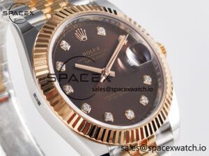 DateJust 41 126331 ARF 1:1 Best Edition 904L Steel Brown Diamonds Dial on SS/RG Jubilee Bracelet SH3235(Gain Weight) - Image 3