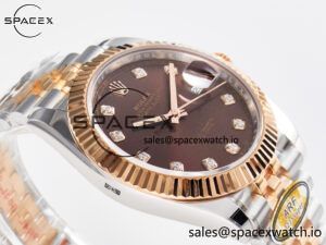 DateJust 41 126331 ARF 1:1 Best Edition 904L Steel Brown Diamonds Dial on SS/RG Jubilee Bracelet SH3235(Gain Weight) - Image 6