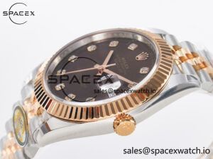 DateJust 41 126331 ARF 1:1 Best Edition 904L Steel Brown Diamonds Dial on SS/RG Jubilee Bracelet SH3235(Gain Weight) - Image 5