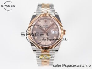 DateJust 41 126331 ARF 1:1 Best Edition 904L Steel RG Diamonds Dial on SS/RG Jubilee Bracelet SH3235（Gain Weight）