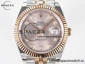 DateJust 41 126331 ARF 1:1 Best Edition 904L Steel RG Diamonds Dial on SS/RG Jubilee Bracelet SH3235（Gain Weight） - Image 2