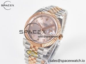 DateJust 41 126331 ARF 1:1 Best Edition 904L Steel RG Diamonds Dial on SS/RG Jubilee Bracelet SH3235（Gain Weight） - Image 4