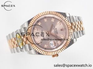 DateJust 41 126331 ARF 1:1 Best Edition 904L Steel RG Diamonds Dial on SS/RG Jubilee Bracelet SH3235（Gain Weight） - Image 8