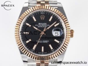DateJust 41 126331 ARF 1:1 Best Edition 904L Steel Black Dial on SS/RG Jubilee Bracelet SH3235(Gain Weight) - Image 2