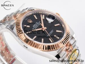 DateJust 41 126331 ARF 1:1 Best Edition 904L Steel Black Dial on SS/RG Jubilee Bracelet SH3235(Gain Weight) - Image 6
