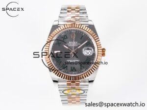 DateJust 41 126331 ARF 1:1 Best Edition 904L Steel Gray Dial Green Roman Marker on SS/RG Jubilee Bracelet SH3235(Gain Weight)
