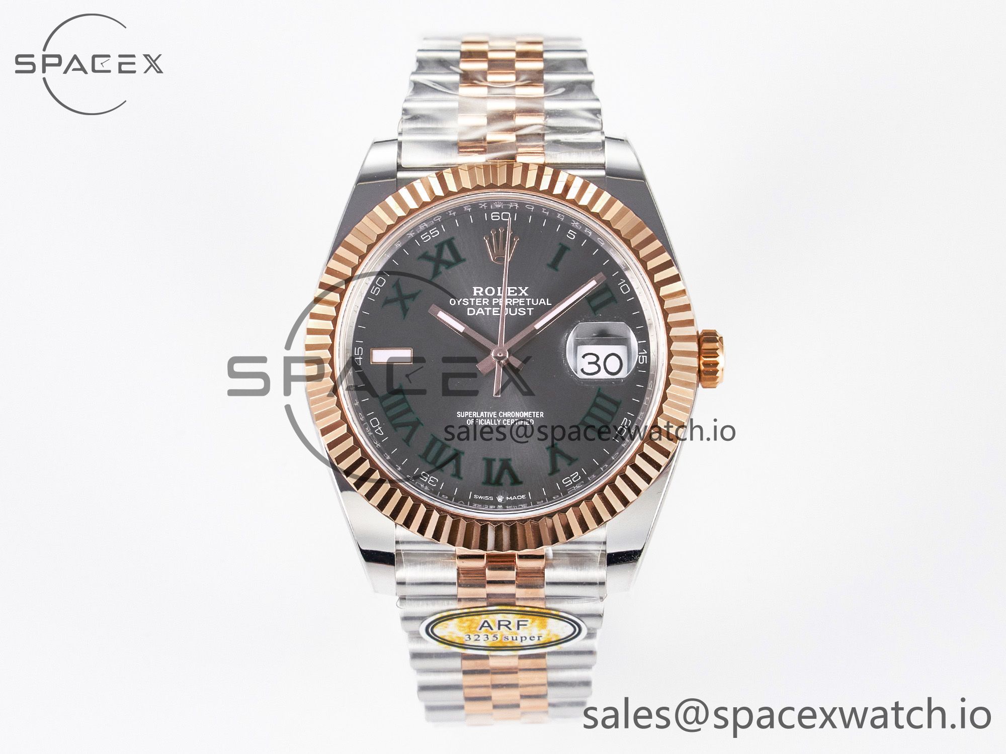 IMG_9590 拷贝 DateJust 41 126331 ARF 1:1 Best Edition 904L Steel Gray Dial Green Roman Marker on SS/RG Jubilee Bracelet SH3235(Gain Weight) - Image 1