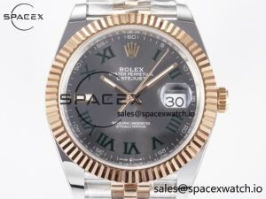 DateJust 41 126331 ARF 1:1 Best Edition 904L Steel Gray Dial Green Roman Marker on SS/RG Jubilee Bracelet SH3235(Gain Weight) - Image 2